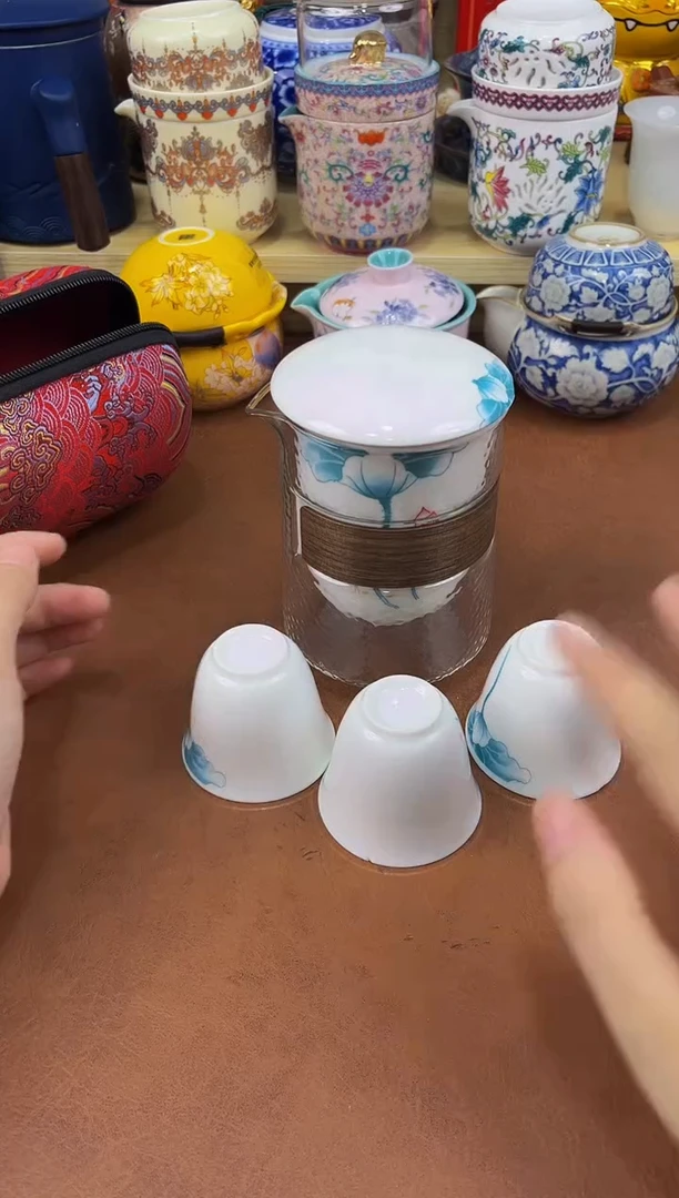 陶瓷茶具摆件旅行套组