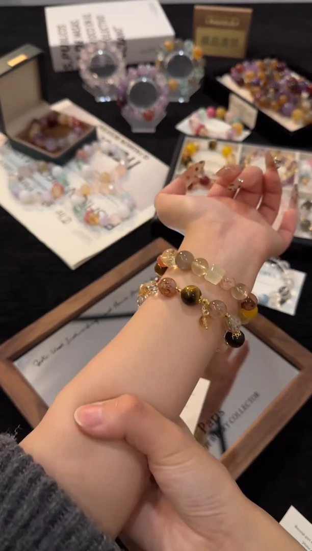 合金手链水晶黑金超七多宝x3014