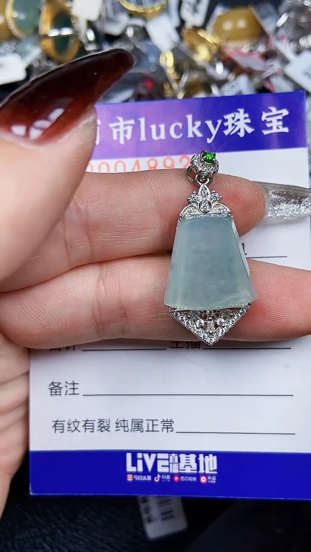 颈饰银S925镶嵌翡翠4892