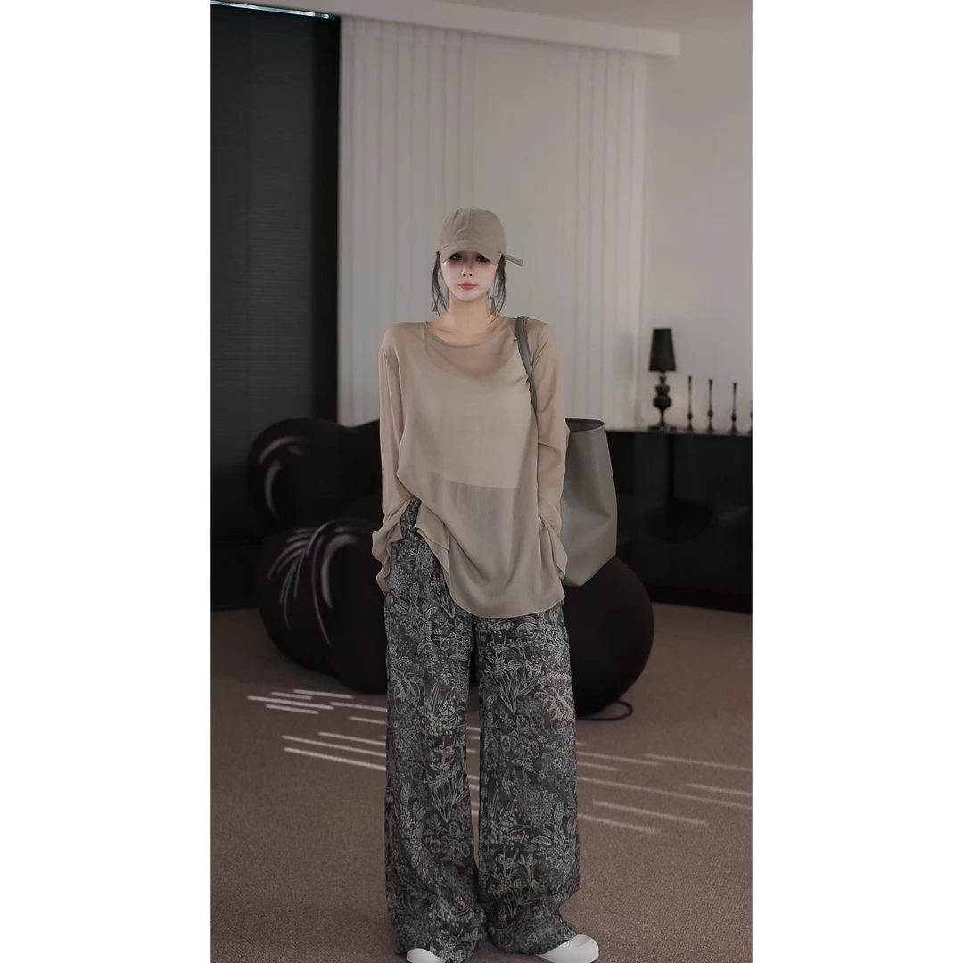 卢尚原创自然花草拖地裤250622