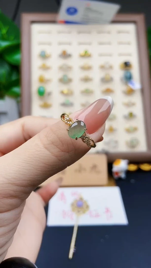 银S925镶嵌戒指翡翠12