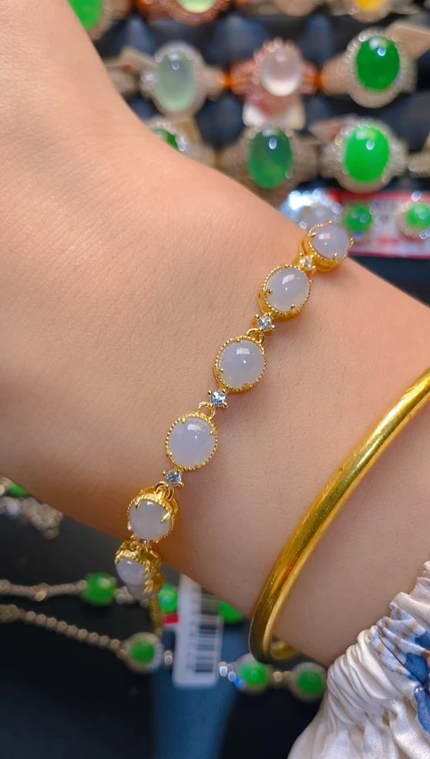 翡翠银S925镶嵌耳饰天然