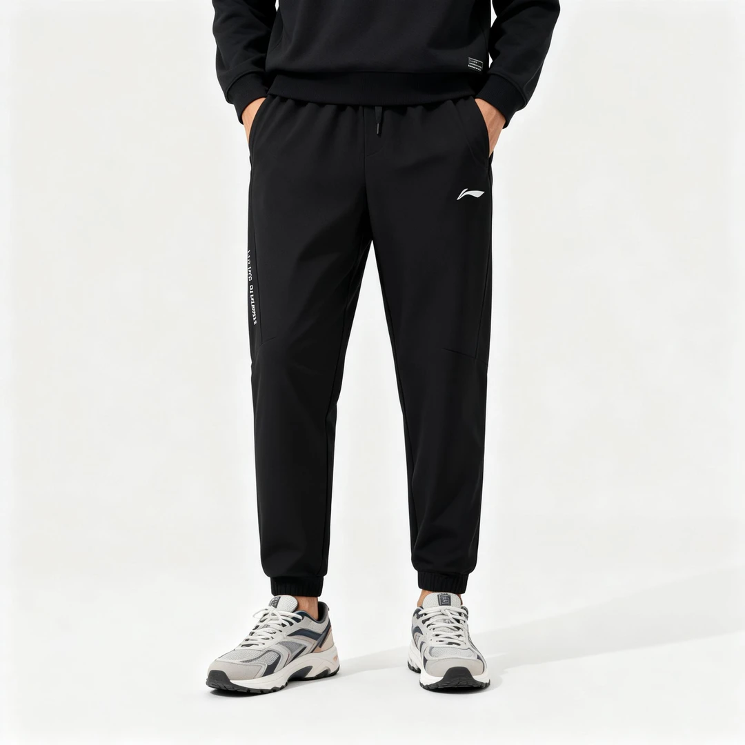 LI-NING/李宁男裤春季健身系列针织透气休闲运动长裤AKYU425-B品