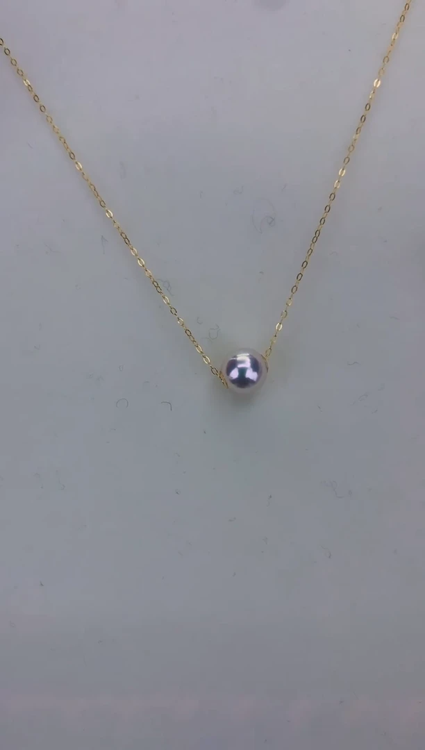 18K金镶嵌DA海水珍珠 GD007 8-9 路路通吊坠赠银链