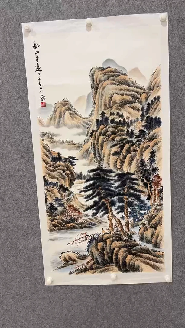 国画李纲-8平尺-工笔山水-金