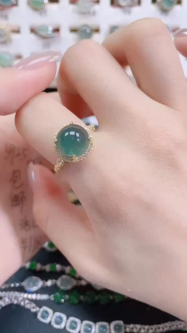 银S925镶嵌戒指翡翠天然翡翠