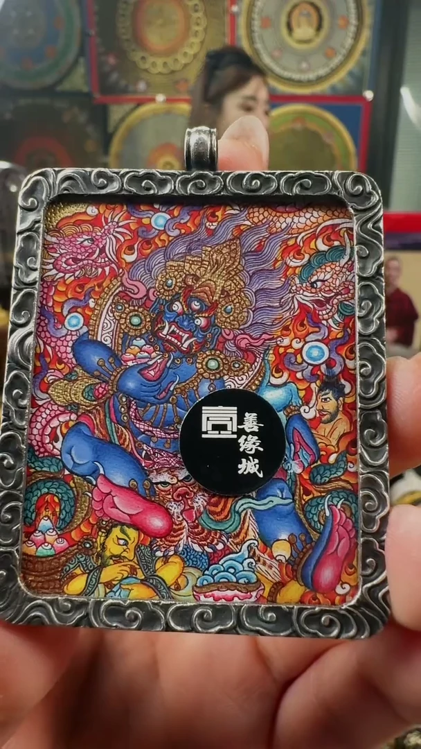 吊坠壹善缘城手绘唐卡黑C