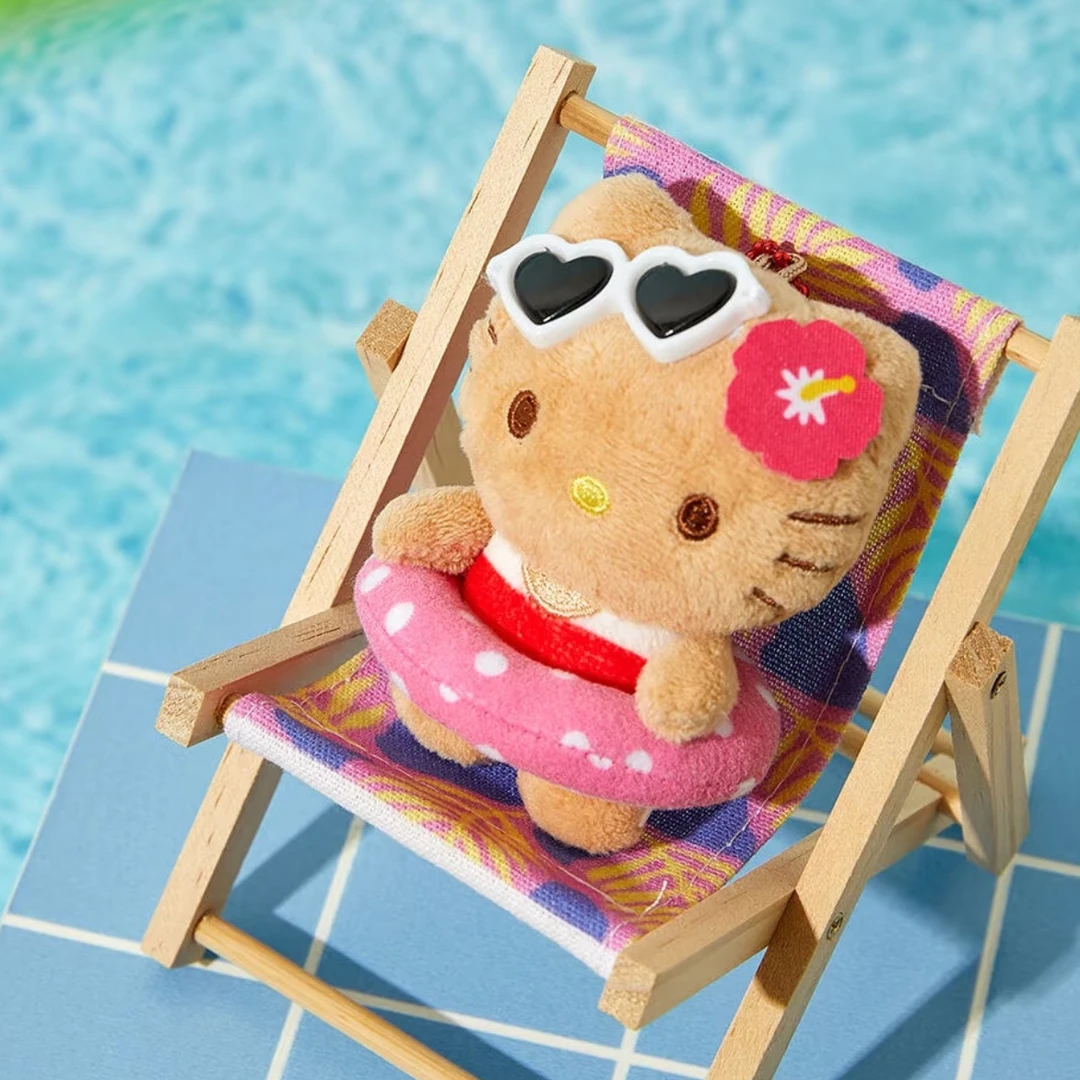 【首尔限定】Hello Kitty 联名款 黑皮游泳圈Kitty钥匙扣玩偶