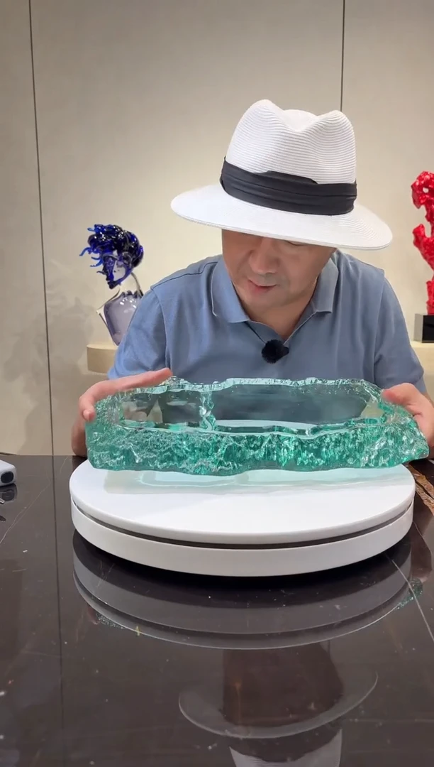 摆件CS0103052湖水绿山河小茶盘