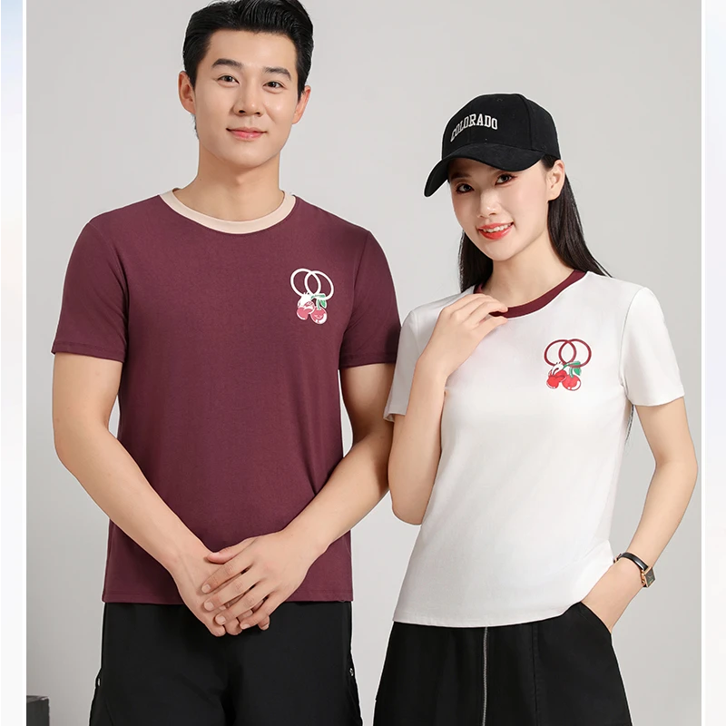 男女同款樱桃印花情侣短袖T 2531-C