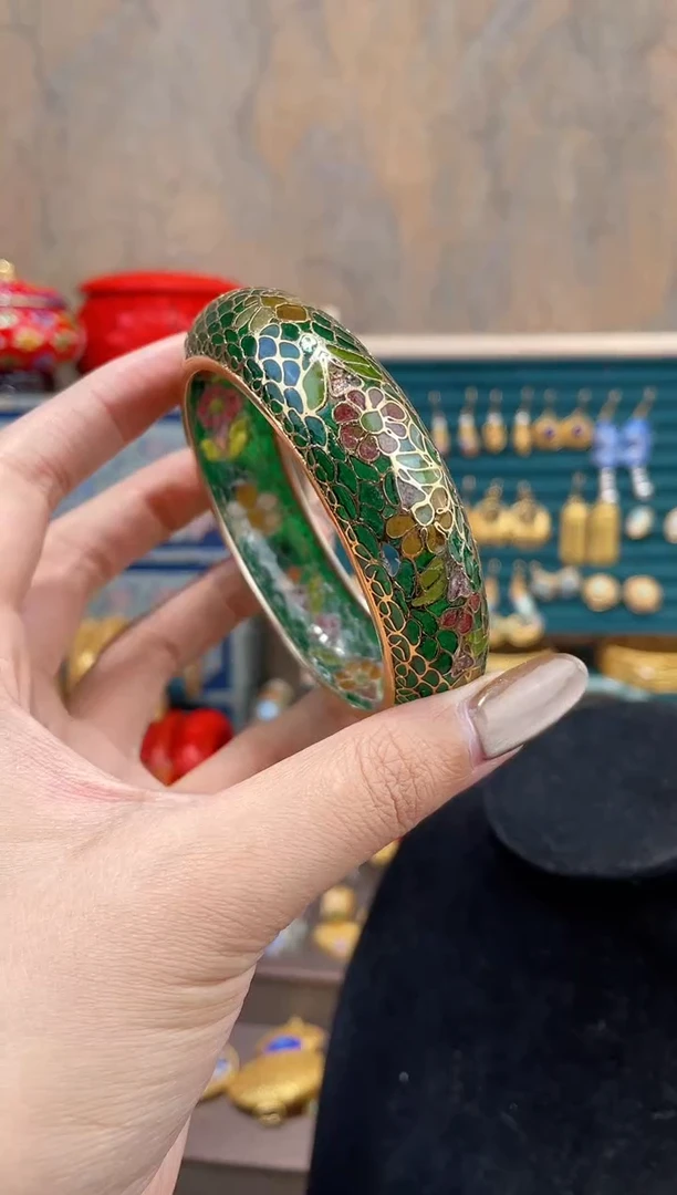 【闪购商品】非遗景泰蓝脱胎镯子60-63绿色