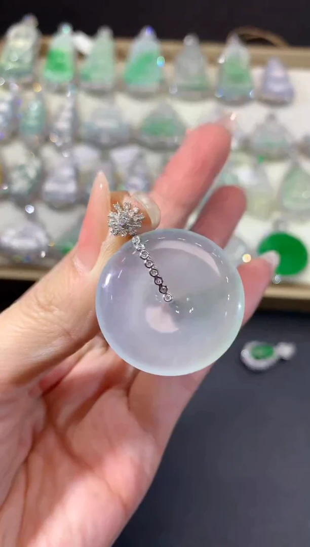 吊坠(不含链)18K金镶嵌翡翠27-扣子（多样性发货一件