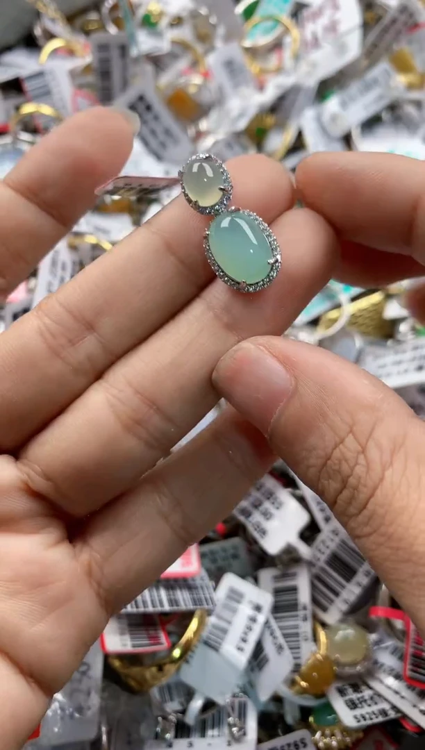 银S925镶嵌戒指翡翠12      4