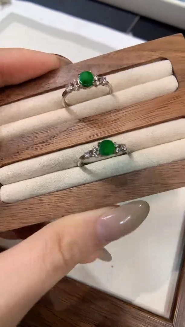 银S925镶嵌戒指翡翠戒指 多样性发一件