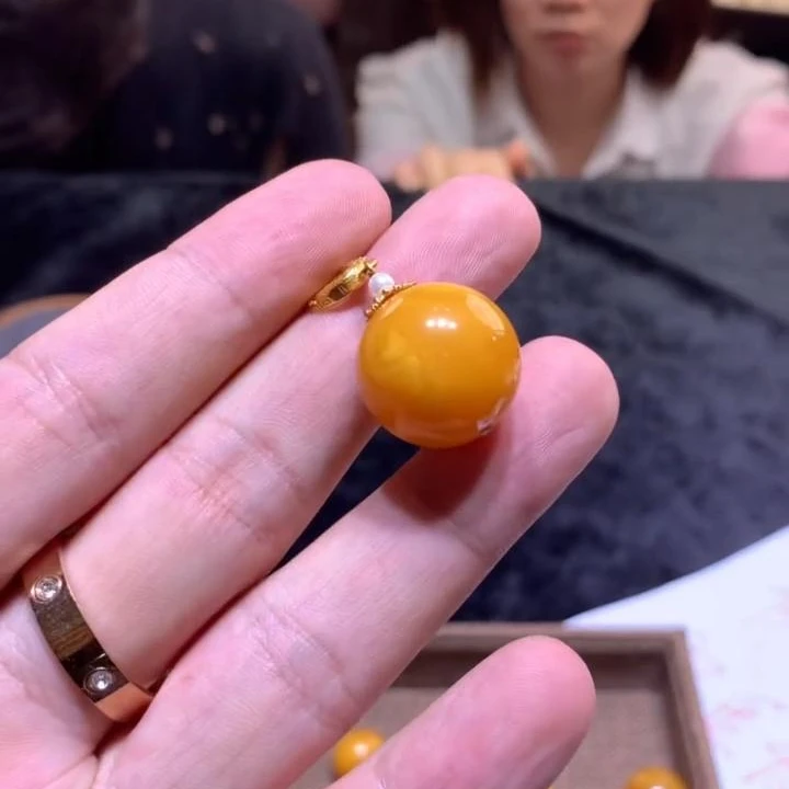 【逍遥】琥珀蜜蜡圆珠吊坠*1818/04/多样性发/1件
