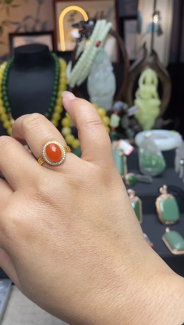 【闪购商品】南红玛瑙戒指银S925镶嵌戒指n072多样性发其一