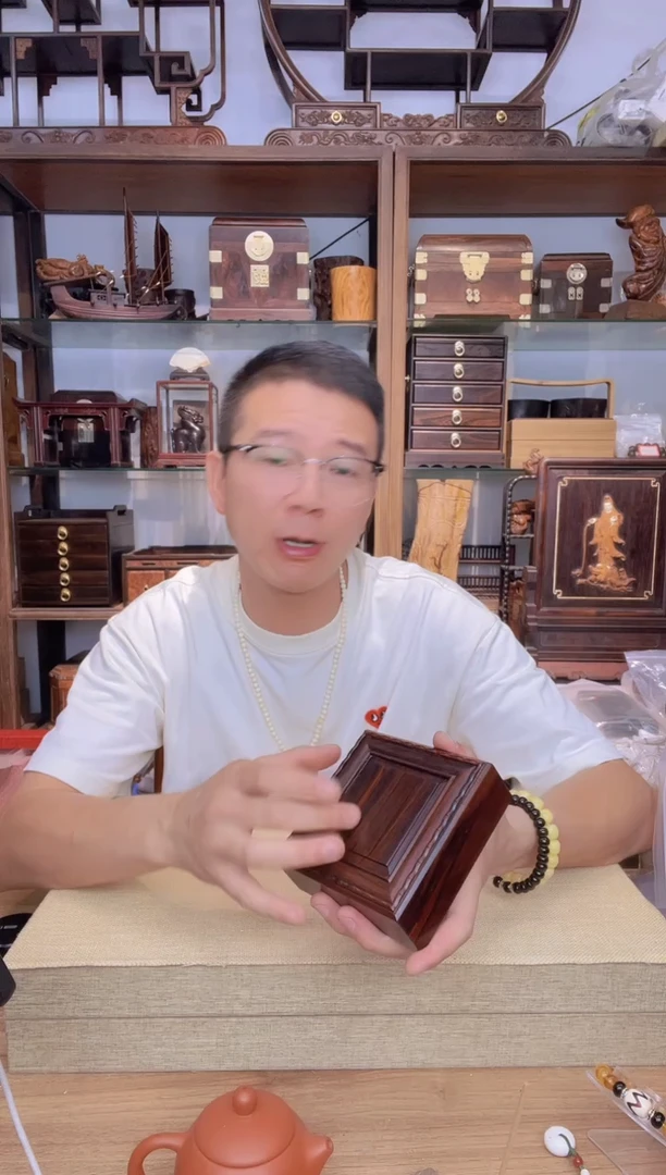 乌木类书架687微凹竹节正方抽拉盒