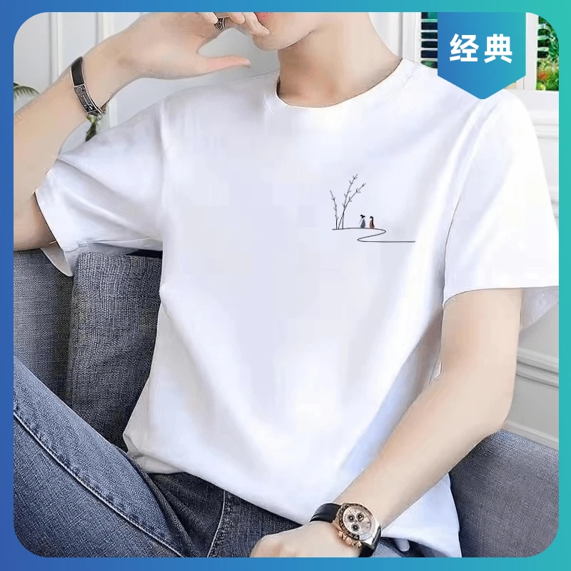 宽松设计师男T恤黑色美式短袖男款夏季重磅遮肚子微胖男生穿搭打