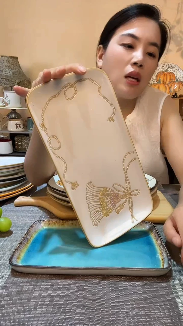 瓷片11英寸长盘 微瑕介意勿拍