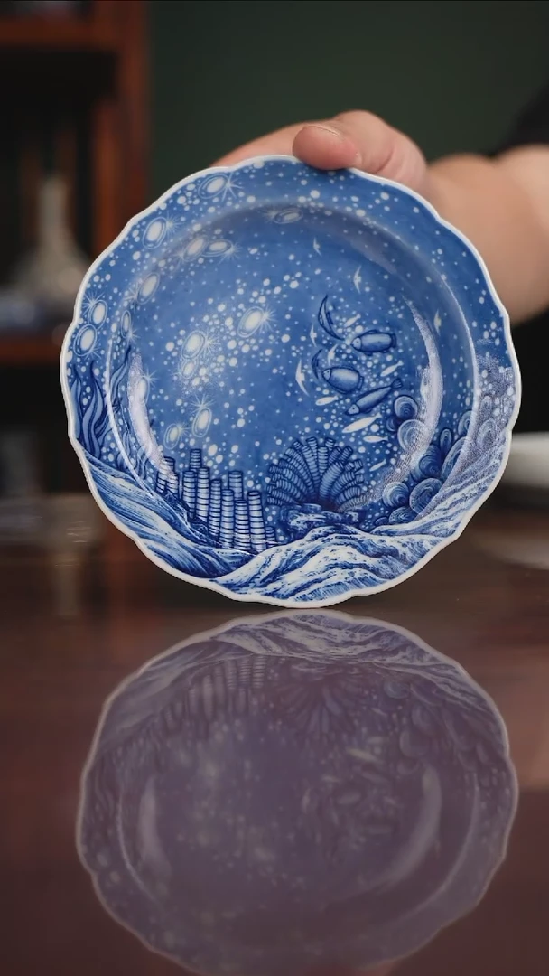 景琳藏青花北派山水