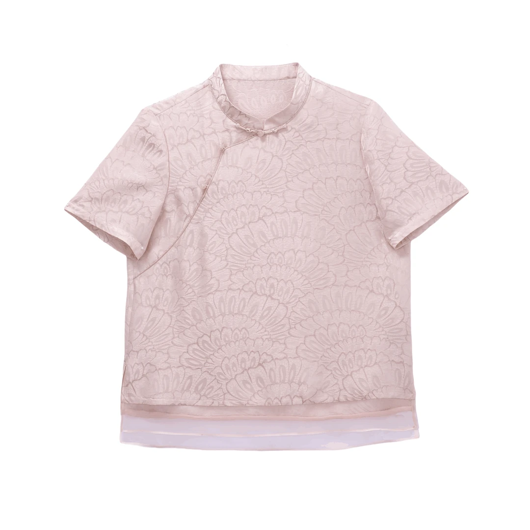 蔷薇-YZQS256636新中式桑蚕丝上衣时尚中国风气质女装提花休闲