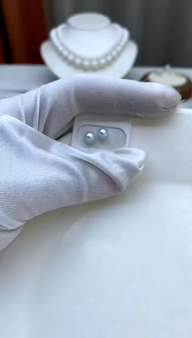 【闪购商品】淡水珍珠耳钉银S925镶嵌6-7