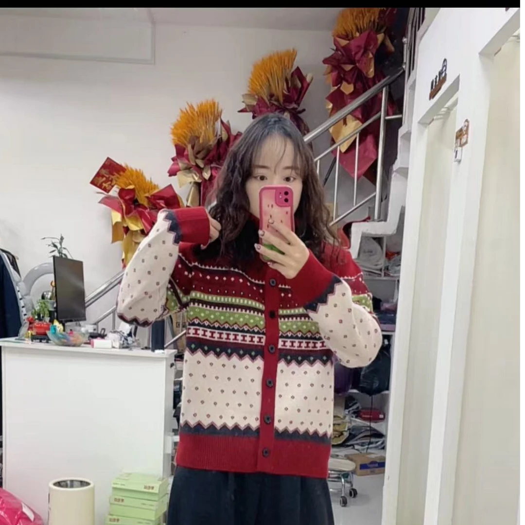 欧版11457时尚小花厚款秋冬毛衣-052