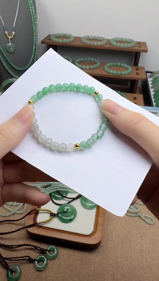 合金手链石英质玉天然非洲翠手串卡5+MM