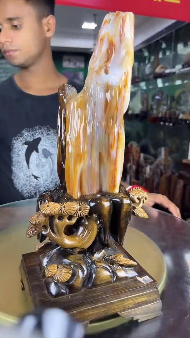 未镶嵌珠宝奇石硅化玉缅甸天然树化玉摆件