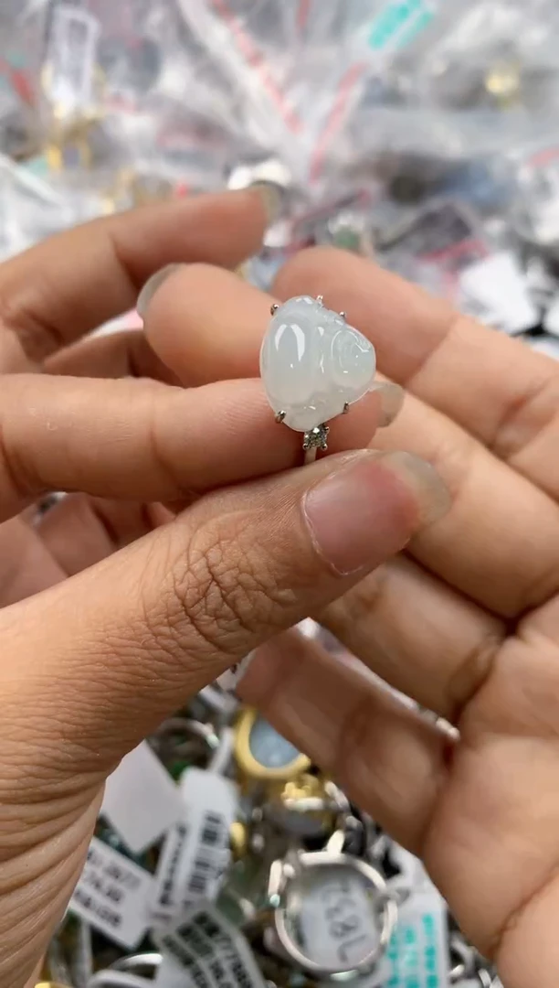 银S925镶嵌戒指翡翠101010----6