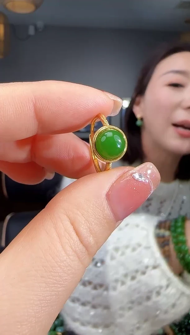 银S925镶嵌戒指和田玉1