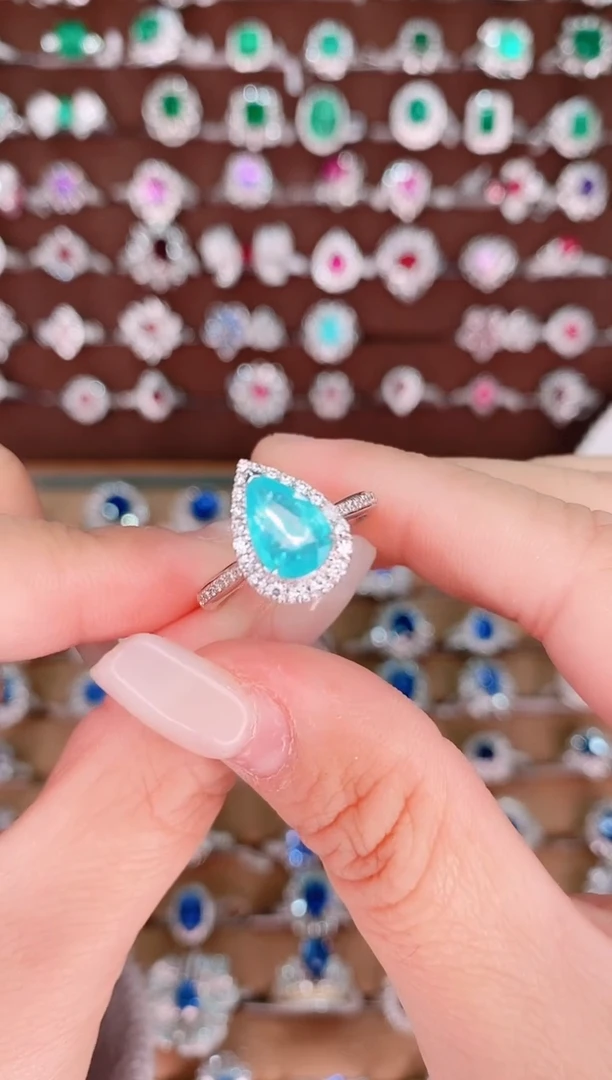 【闪购商品】帕拉依巴碧玺18K金戒指18K金镶嵌1.23克拉