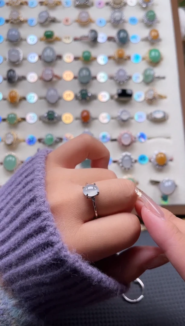 【闪购商品】翡翠戒指银S925镶嵌天然A货翡翠戒指