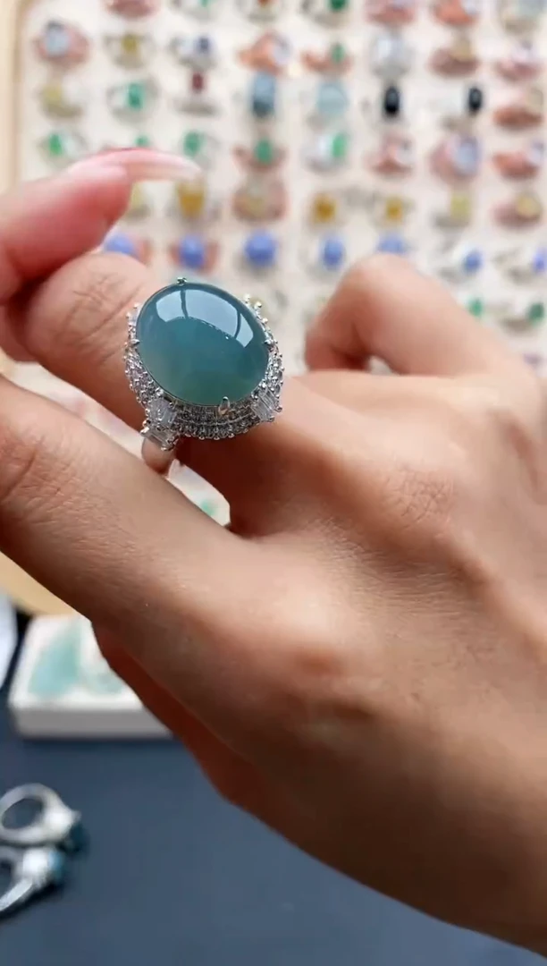 【闪购商品】翡翠戒指未镶嵌缅甸天然A货翡翠555  2+7