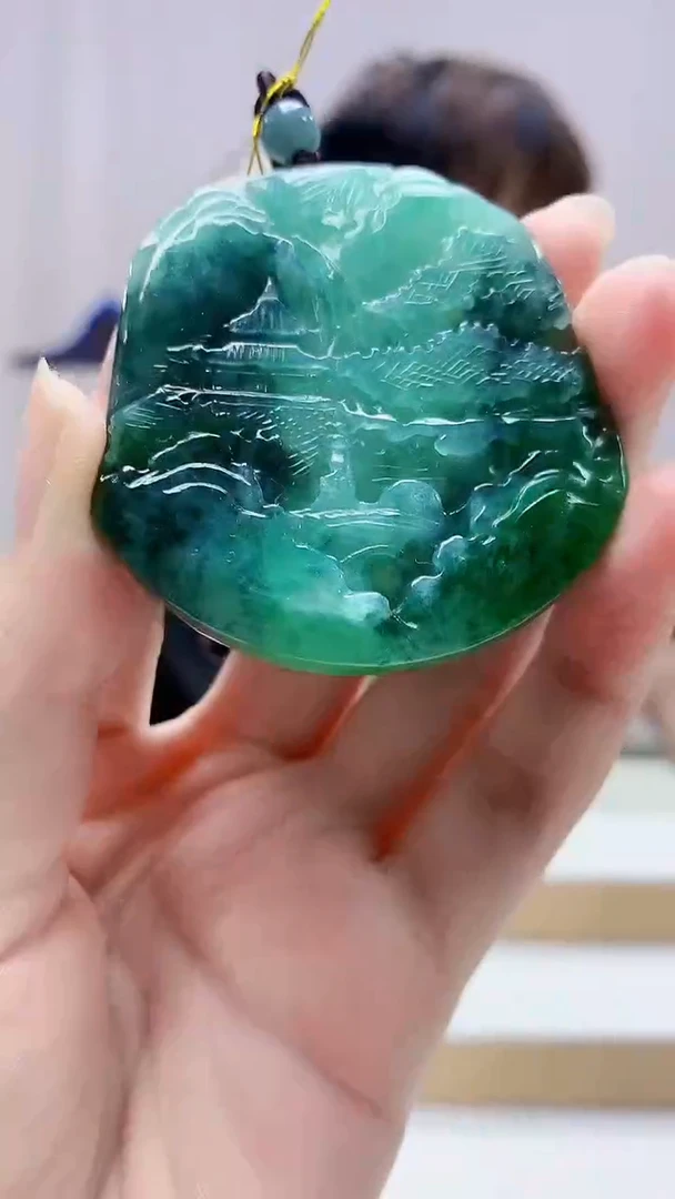 未镶嵌定制翡翠4868zm-毛货挂件山水27