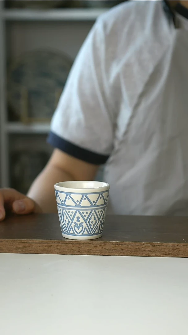 微瑕浮雕几何浓缩咖啡杯60ml@4-2@