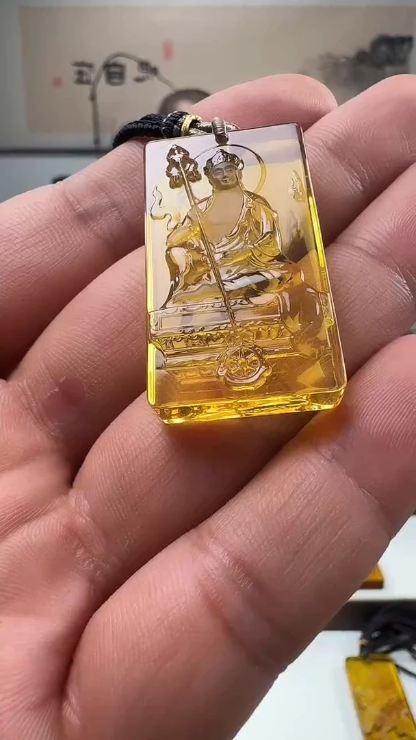 未镶嵌吊坠(不含链)琥珀地藏王菩萨方牌吊坠