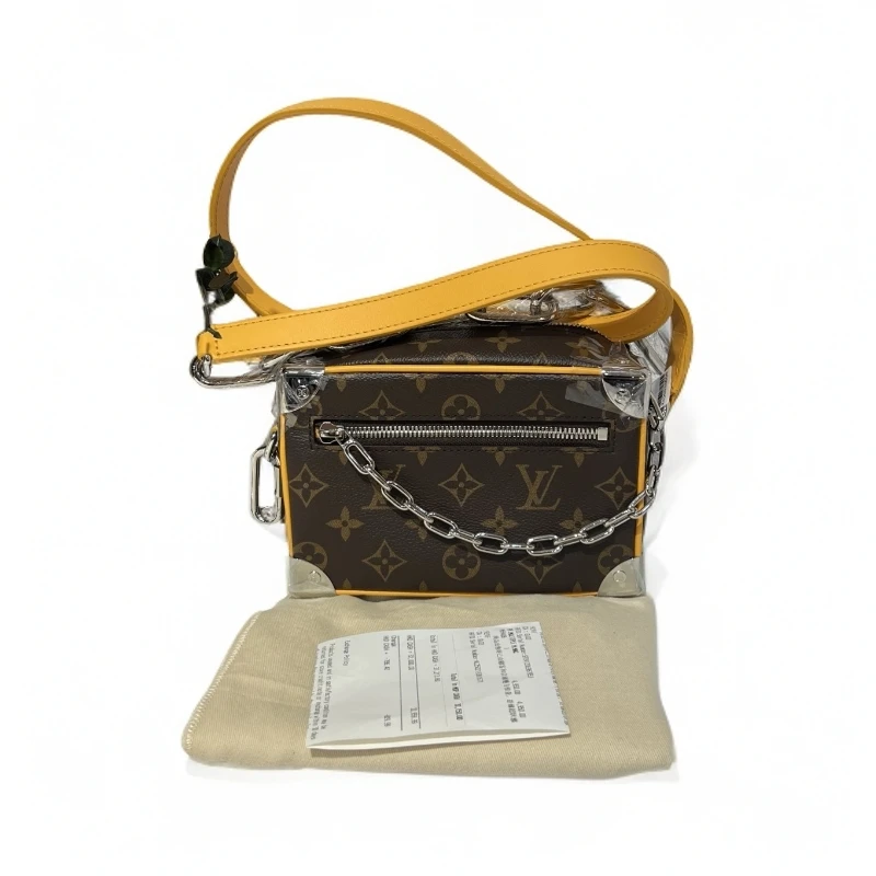 99新 LouisVuitton/路易威登 经典斜挎式棕老花金链盒子二奢包包