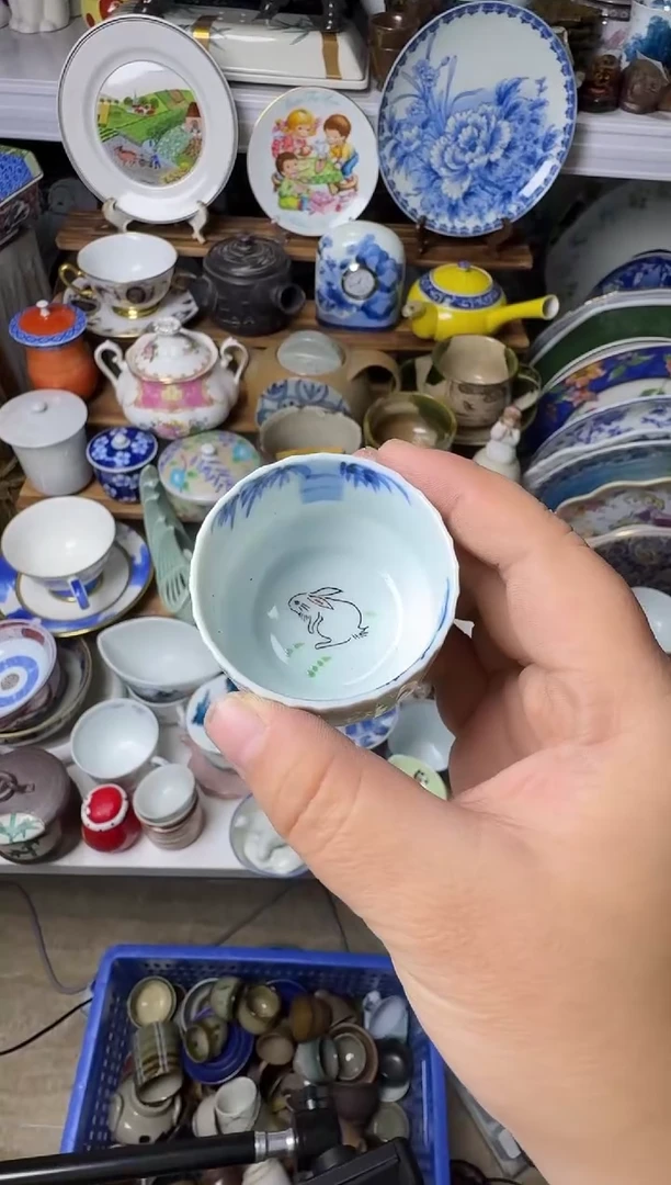 中古瓷器，默认微瑕-073，手绘竹子