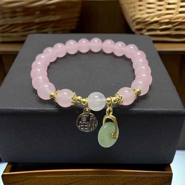 新款粉色手链平安扣福牌饰品S176