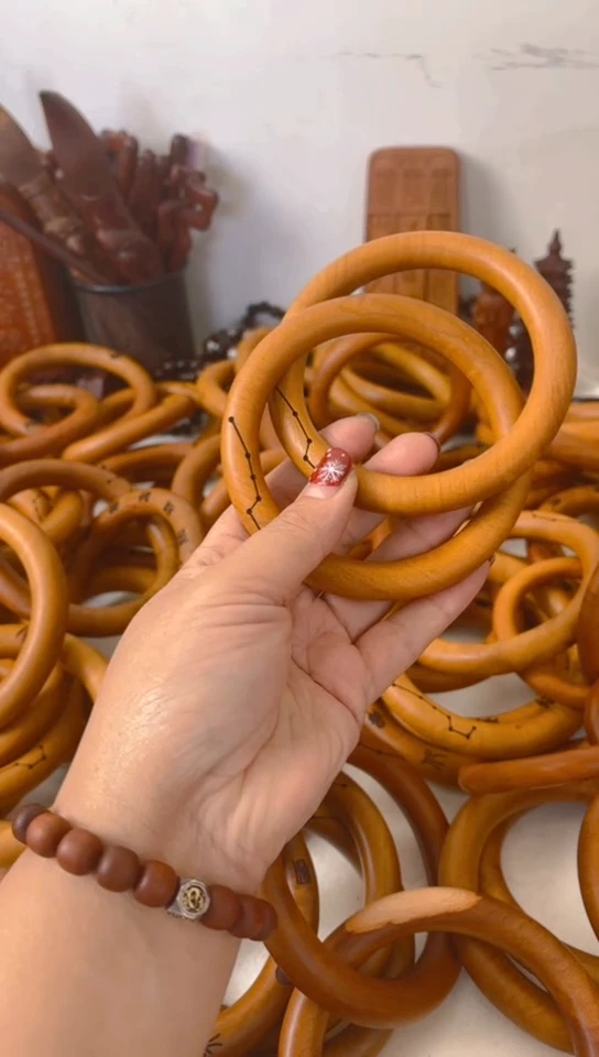 【闪购商品】香榧木木雕乾坤圈微瑕75圈口一物一拍