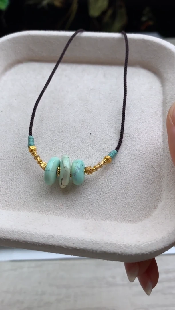 未镶嵌绿松石锁骨链茜.V112