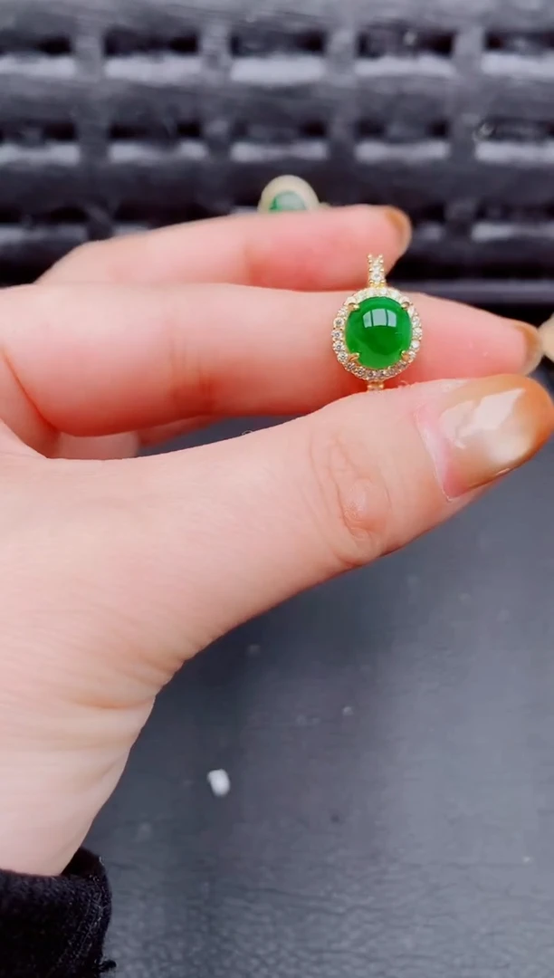 【闪购商品】翡翠戒指银S925镶嵌天然a货翡翠704