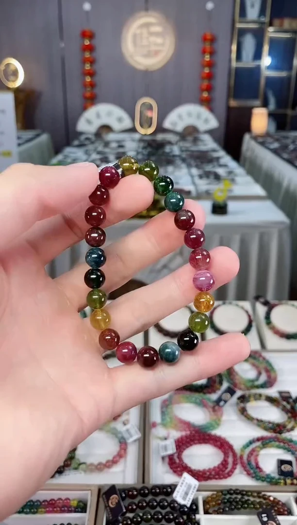 未镶嵌透体老矿碧玺单圈手串8mm+碧玺xion多样性发货一条