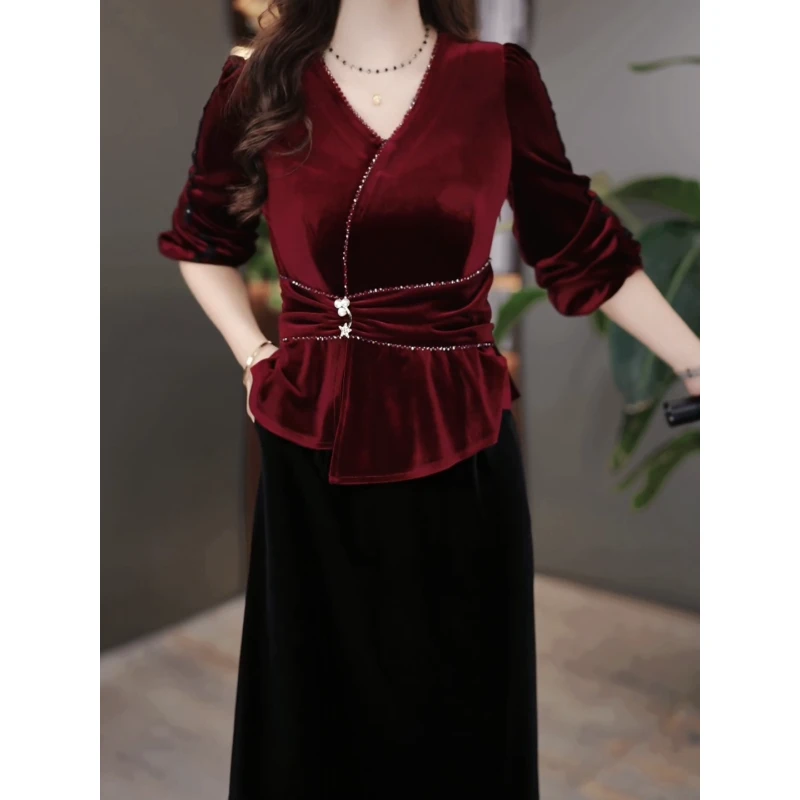 玫妖妖气质轻奢时尚百搭假两件连衣裙2025秋季新款高端轻奢中长裙