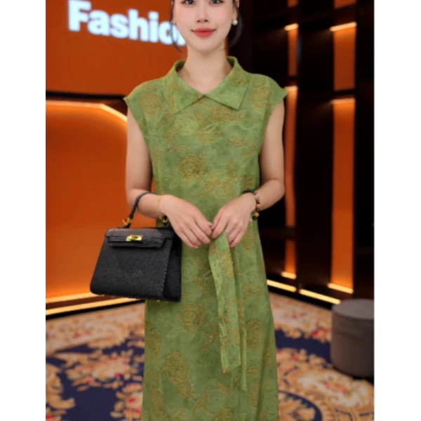 [送腰封]LYQ251251夏季新款大口袋时尚显瘦气质中长款连衣裙