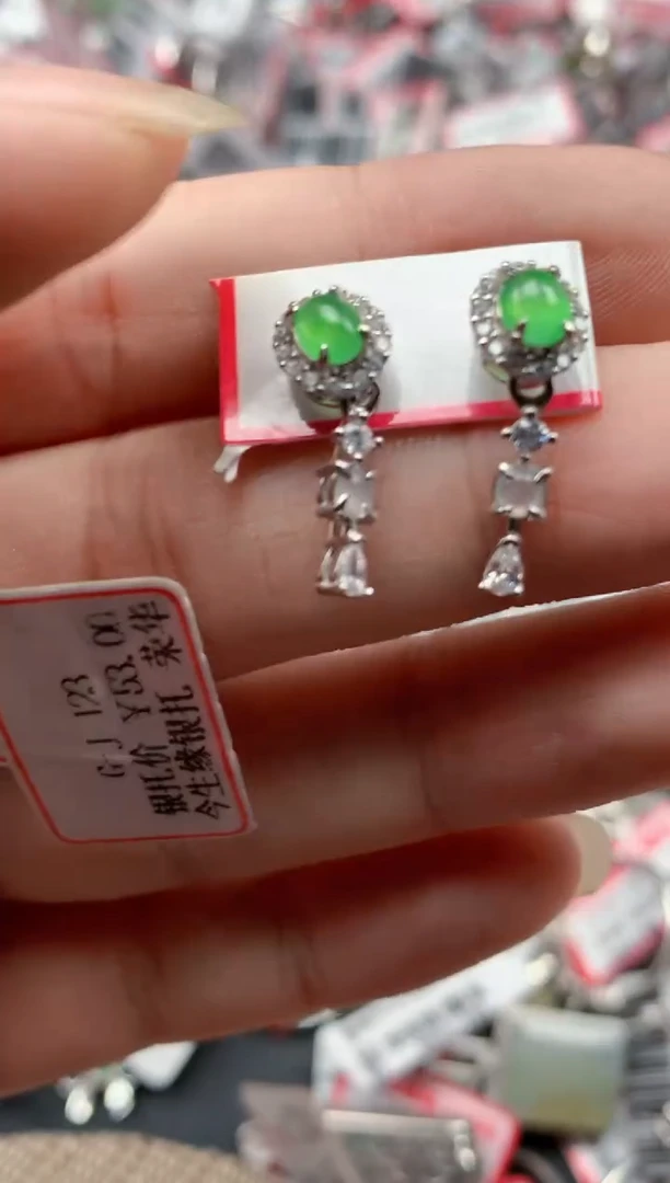 银S925镶嵌戒指翡翠天然A货缅甸翡翠