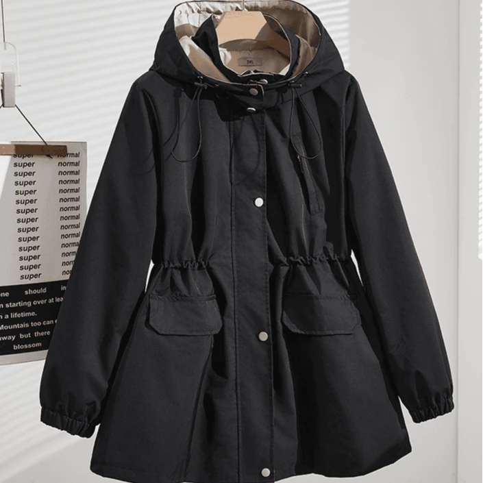 风衣女秋冬新款350斤特肥特大码胖mm韩版260拼接收腰保暖防风外套