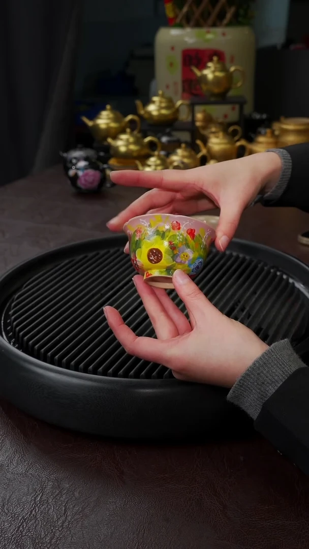 【闪购商品】杯【宜景窑莫奈的花园】手绘花瓣口杯