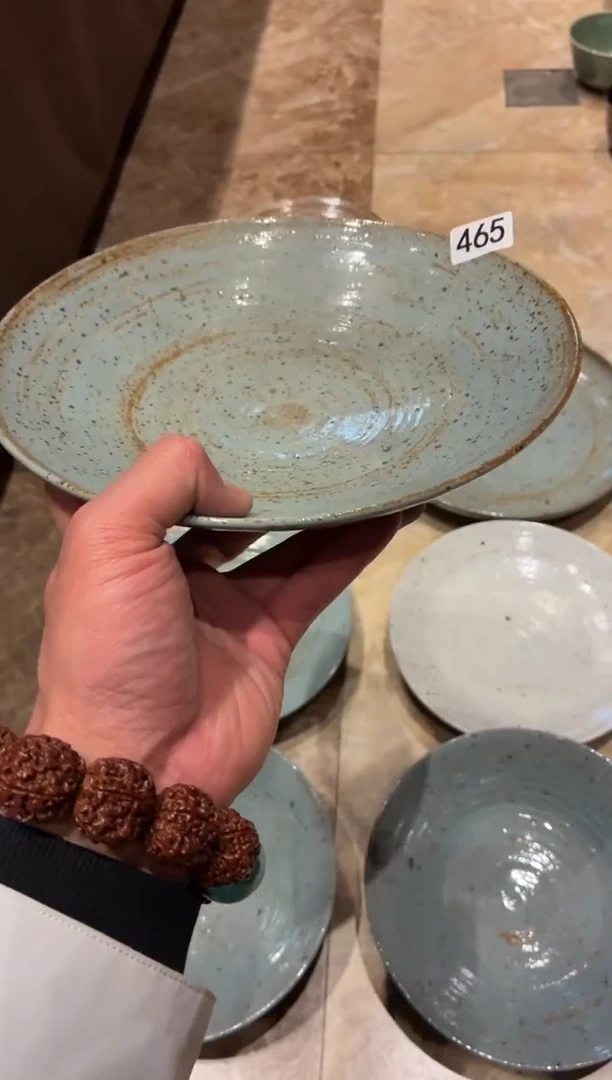 瓷片A****?465  瑕疵蓝麻点斗盘1个